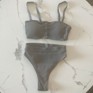 High waisted gray bikini